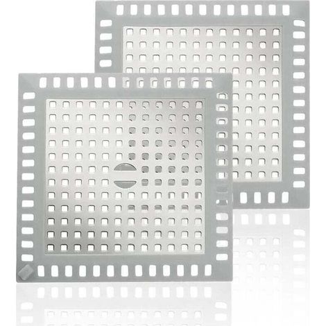 De 2 Attrape Cheveux Douche, XU, Protection Drain Filtre Evier, Grilles carrées pour bonde Douche Acier Inoxydable, Universel à Salle Bain, Baignoire, Cuisine KZQ - KZQ (1/4)
