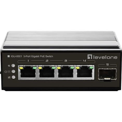 LevelOne IGU-0501 conmutador Industrial Gigabit de 5 puertos, Carril DIN, -40°C a 75°C (1/2)