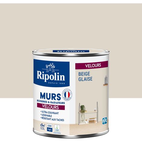 Ripolin – Peinture velours ultra couvrante 0,5L – Beige glaise – Pour murs, boiseries et radiateurs – Fabriqué en France (1/5)
