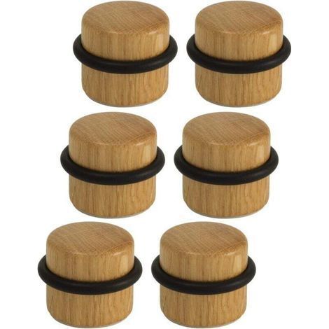 Arrêts de Portes - Butée de Porte Adhésive en Bois pour Sol - Butoirs de Porte Protection de Portes et Murs - Pack 6 unités (Chêne) (1/5)