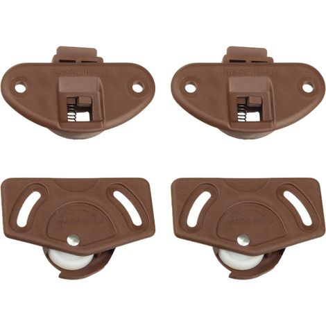 cyclingcolors 2x Ruote Rulli per ante scorrevoli carrello guida plastica scorrevole porte armadio, Marrone (1/4)