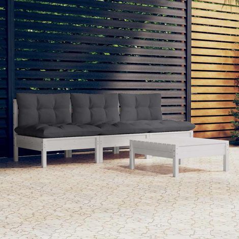 vidaXL Muebles de jardín 4 piezas con cojines antracita madera pino (1/5)