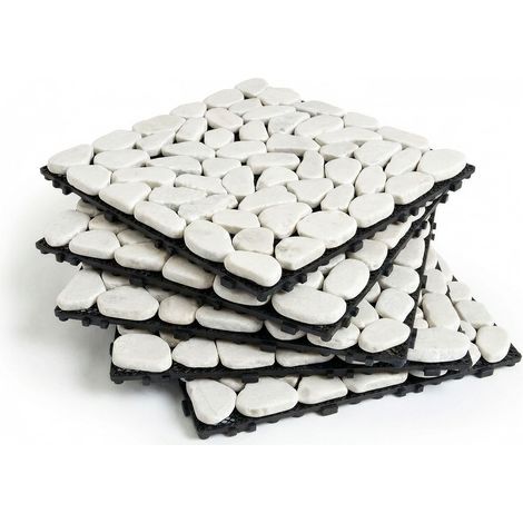 Lot De 12 Dalles Clipsables Terrasse Ossa Galets Blancs 30x30cm (1/3)