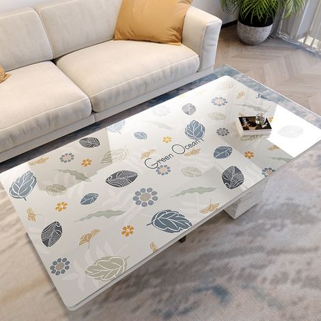 Nappe en similicuir PVC imprimé, style nordique, imperméable, oléofuge, lavable, résistante à la chaleur, set de table basse, nappe en plastique - motif floral plat - 60 x 60 cm