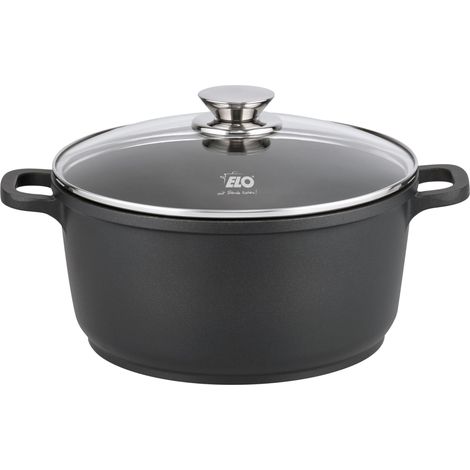 Faitout 24 cm avec couvercle en verre en fonte d'aluminium - Revêtement antiadhésif sans PFAS avec revêtement Select - Convient pour l'induction - Noir (1/5)