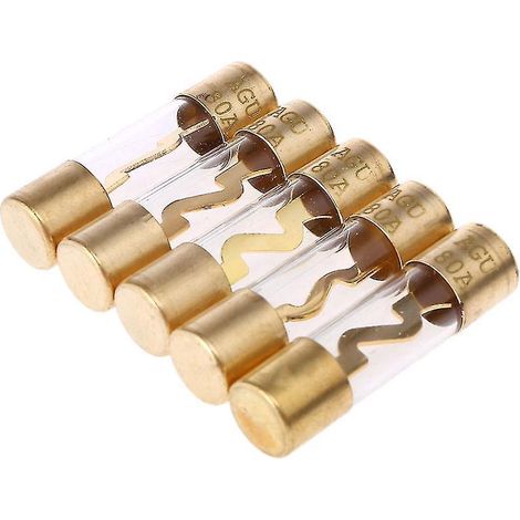 Packung mit 5 vergoldeten Glassicherungen für Autoverstärker – 80 A – Gold (1/5)