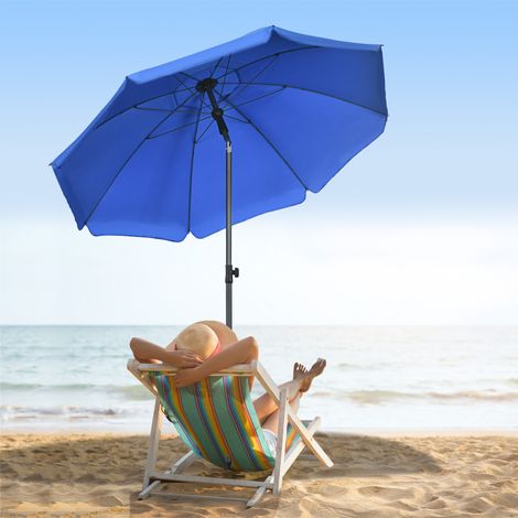 Sonnenschirm mit UV50+ Schutz, 32 mm Stangendurchmesser und verstellbarem Sonnendach 180 x 209 cm, Blau
