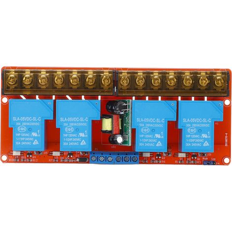 4-Kanal-Relaismodul mit Optokoppler, Isolation, Hoch-/Niedrigpegel-Triggersteuerung, AC 100–250 V, 30 A (1/5)