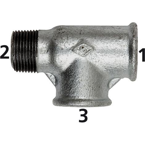 Riegler T-Stück 134, IG/IG/AG, Rp/Rp/R 3/4, schw. Temperguss feuerverz. (1/2)