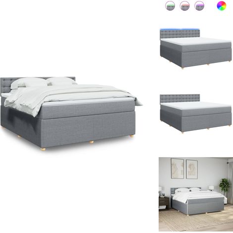 Sommier à lattes de lit avec matelas Gris clair 180x200cm Tissu - Sommier À Lattes De Lit - Sommiers À Lattes De Lit - Lit - Meuble De Chambre À Coucher (1/5)