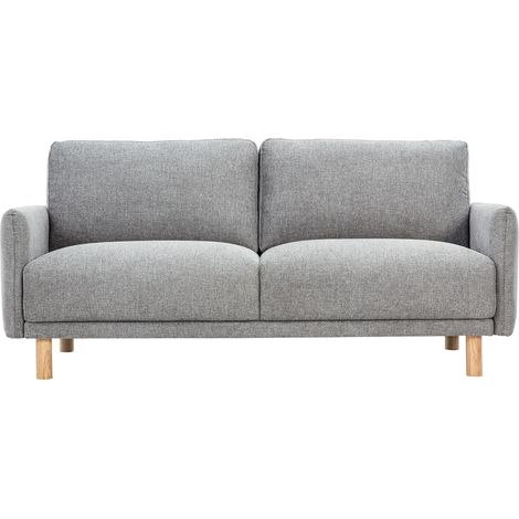 Design-Sofa mit 3 Sitzen aus texturiertem Samtstoff in Grau und hellem Holz BONO