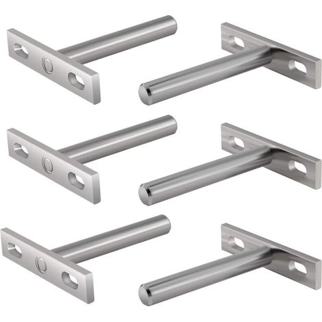 6 Pieces Metal Floating Shelf Brackets, 3 Inch Hidden Fixings, Concealed Floating Shelf Support, Wall Mount Bracket