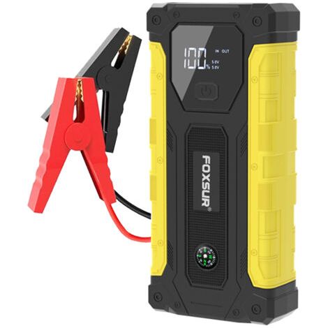 BUNTHAUS FOXSUR Jump Starter Batterie de voiture 12 V portable, boussole, éclairage, clignotant, lumière SOS pour SUV camion moto,diesel 5,0 L, essence 6,0 L peut être utilisé (1/5)