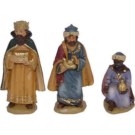 Set 3 Re Magi Presepe Melchiorre Gaspare Baldassarre Altezza max 9 cm statuine  in Poliresina colorata Personaggi soggetti natalizi