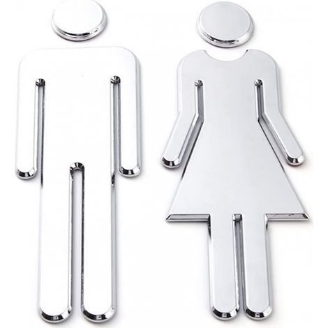 BEBUSINGOTO Autocollants de toilettes, 12 x 4 cm, panneaux de toilettes avec symboles pour hommes et femmes, faciles à coller, panneaux de toilettes pour hommes et femmes (1/5)
