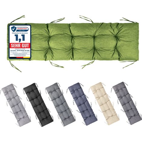 Garronda Coussin Exterieur Impermeable 180x50 cm pour Banc de Jardin Canapé Extérieur et Balancelle Coussins d'Assise Résistant UV pour Terrasse Balcon et Intérieur avec Cordons GD-0219 Vert