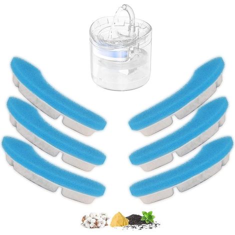 Verbesserter Katzenbrunnenfilter, Vierfachwirkungsfilter für Katzenbrunnen, 6-teiliges Ersatzfilterset für automatische, leise 1,8-Liter-Trinkbrunnen für Katzen und Hunde (1/4)