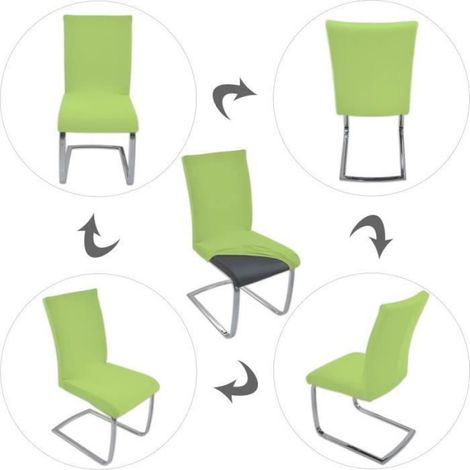 Housses de chaise, lot de 4, housse extensible pour chaise, housse élastique, Vert (1/4)