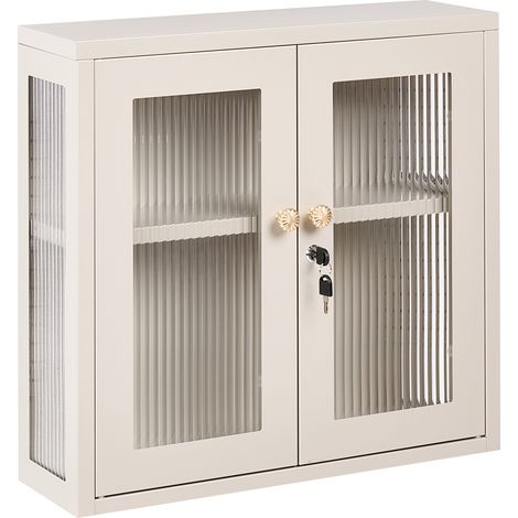 Vitrina de pared estilo de mediados de siglo de acero 2 puertas armario oficina beige cachemira Harlyn (1/5)