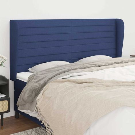 vidaXL Cabecero con orejas de tela azul 203x23x118/128 cm (1/5)