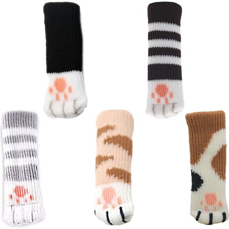 20 Pièces Chaussettes Chaise, Chaussettes Chaise en Forme Chat Mignon, Antidérapants Pieds de Meubles Chaussettes (1/5)