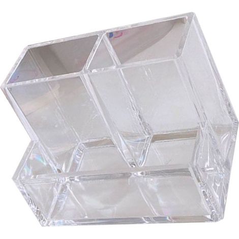 Porte-stylo transparent en acrylique à 3 compartiments, porte-stylo transparent épais pour plan de travail (1/5)