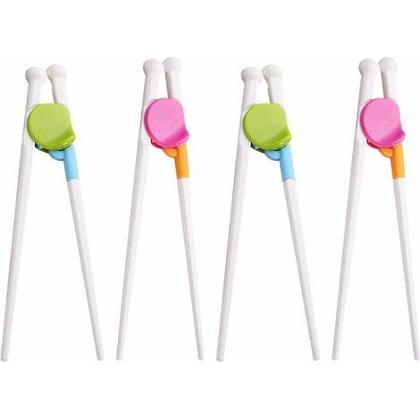 Children's Chopsticks, Training Chopsticks With Aid, Kids Learning Chopsticks 4 Pairs for Beginners Children Seniors Adults- (1/5)