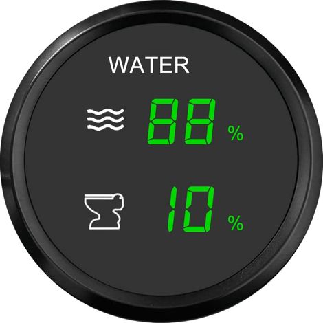 Indicateur multifonctions 2 en 1 52 mm Niveau d'eau pour réservoir à matières fécales pour bateaux limousines 9–32 V avec alarme (1/5)