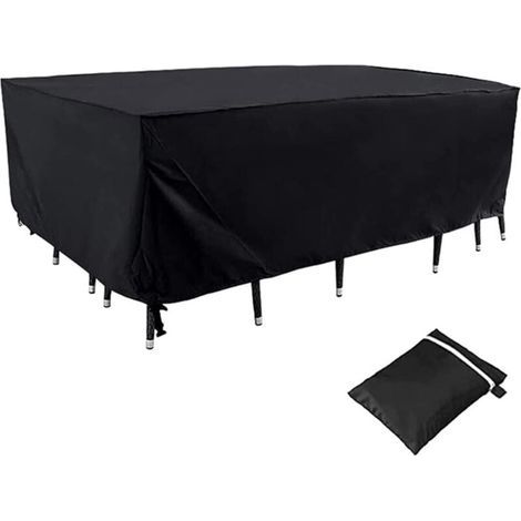 (213x132x74cm)(Noir)Housse de canapé d'extérieur robuste, imperméable, protection contre les intempéries, rectangulaire, résistante à la pluie, à la neige, à la poussière, aux UV et au vent (Noir) (1/4)