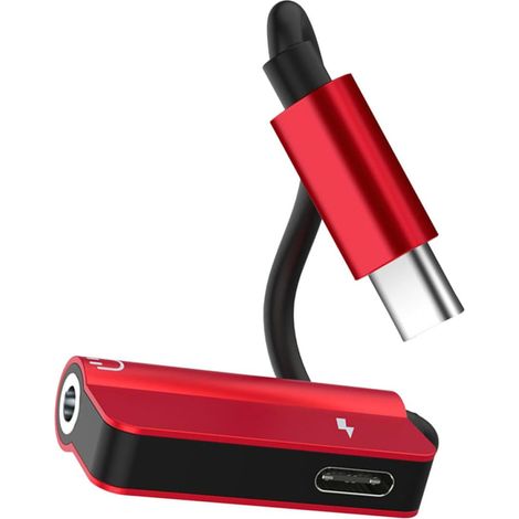 Adaptateur and et Casque en TPE Alliage pour Rouge USB-c 3,5mm Plug Play Compatible Convertisseur Audio Portable Téléphone pour Écouteurs (1/5)