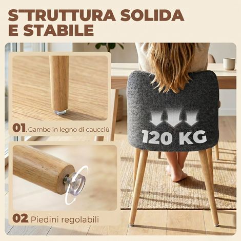 Lot de 2 fauteuils de salle à manger capitonnés, piètement en hévéa, assise gris clair (1/5)