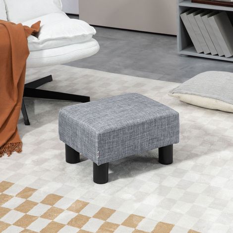 Pouf rectangulaire rembourré en tissu gris, repose-pieds confortable pour salon, couloir ou chambre, charge 110 kg, 40 x 30 x 24 cm - CHICFURN (1/5)