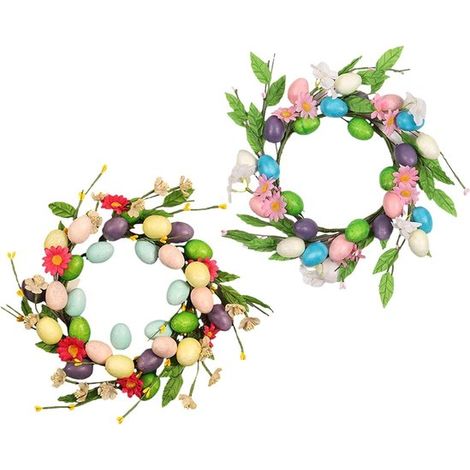 2 ghirlande pasquali – ghirlanda di uova di Pasqua, uova color pastello, decorazione da appendere alla porta (1/5)