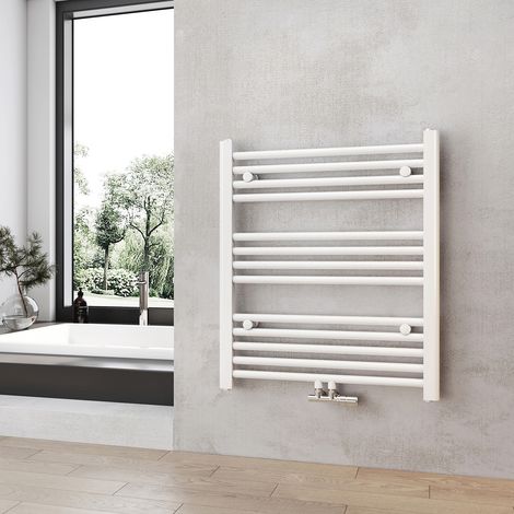 Heilmetz Radiador toallero de agua caliente 70 × 60 cm, 330 W, Blanco, calefacción central, Toallero Baño Radiador