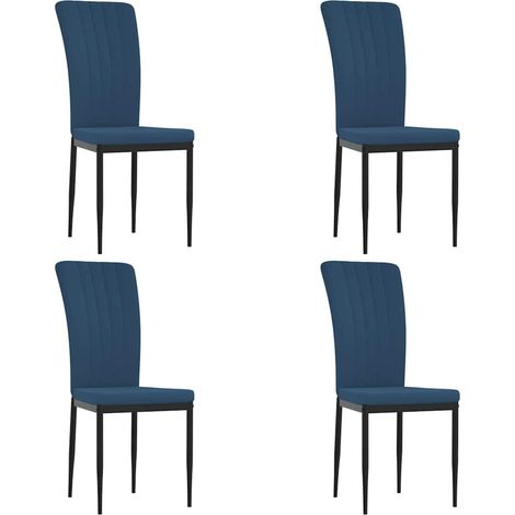 Maison Exclusive - Esszimmerstühle 4 Stk. Blau Samt (1/5)