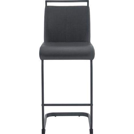 Set di 2 sgabelli da bar in stile nordico in ecopelle nera e metallo nero, H 96,5 cm (1/5)