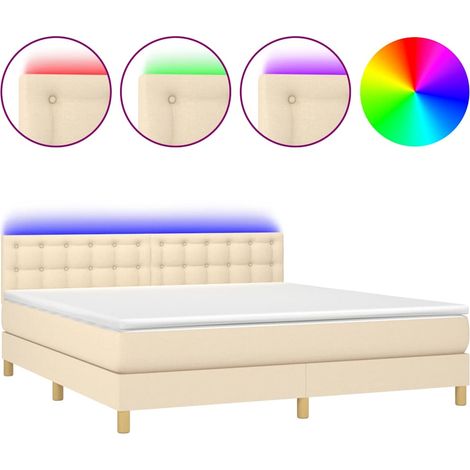 Maison Exclusive - Sommier à lattes de lit avec matelas LED Crème 180x200 cm Tissu (1/5)