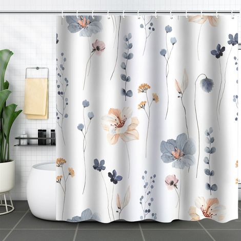 Rideau de douche - Rideau de douche imperméable - Rideau de séparation de douche - Avec anneaux en plastique - Pour douche et baignoire - Motif floral - 180 x 180 cm - PEVA - Vert (1/5)
