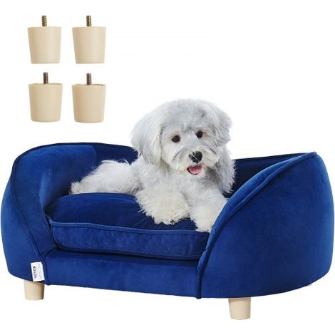 Canapé pour animal de compagnie, 71 x 50,5 x 30 cm, panier pour chien de taille moyenne et chat, canapé-lit pour chiens en velours doux, canapé pour chats avec capacité de 37 kg, bleu foncé (1/4)