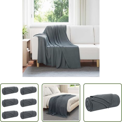 Schlafzimmerdecke - Wohndecken 6 pcs Dunkelgrau 170 x 130 cm Fleece (1/5)