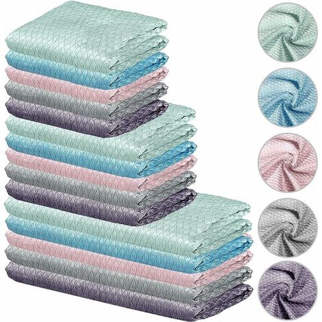 15 pezzi Panno in microfibra Miracle Cloth, panni per la pulizia di finestre e superfici (40x30 cm, 30x30 cm)