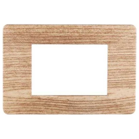 Plaque compatibles Vimar Plana 3 modules plastique couleur bois clair Ettroit EV83304