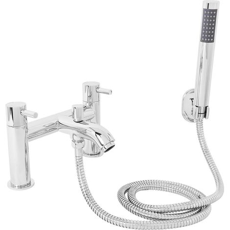 Modern Chrome Bath Shower Mixer Tap with Hand Held Shower Head Set (1/5)