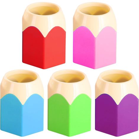 Lot de 5 pots à crayons de couleur contrastée - Porte-stylo créatif - Boîte de rangement pour papeterie - Boîte de rangement pour pinceaux de maquillage - Porte-stylo de bureau