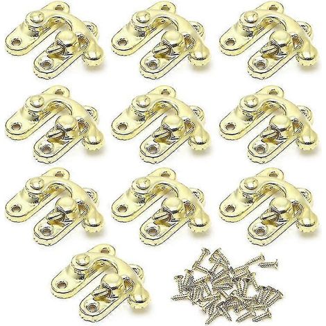 10x Antike Metall-Verschlussschnalle mit gebogenem Hornverschluss, Haken, Geschenk-Schmuckkästchen-Vorhängeschloss-Gold (1/5)