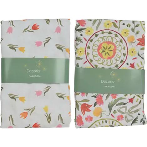 Nappe Tulipe Decoris Mélange Polyester Coton, Motif Tulipe - Decoris