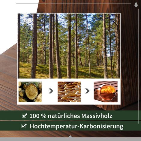 Fontaine en bois massif pour jardin extérieur, bassin décoratif avec pompe, point d'eau intérieur/extérieur, ornement pour terrasse et pelouse, 44,5 x 44,5 x 58,5 cm, teinte marron foncé (1/4)