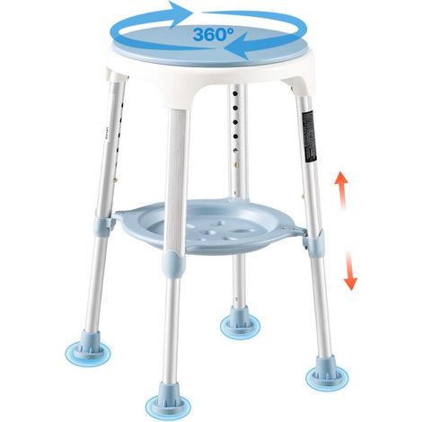 Pour douche ou baignoire, changez de position avec une chaise de douche pivotante à 360°, cadre en aluminium (1/5)