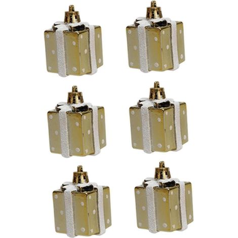 Coffret cadeau de 6 décorations à suspendre pour sapin de Noël, pendentifs de Noël, cadeaux de fête pour jardin, fenêtre, balcon ou bureau-Gold (1/5)