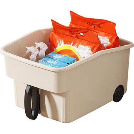 Scatola portaoggetti con maniglia, organizer da cucina, contenitore per spezie, grande capacità, multifunzionale, contenitore per alimenti, beige, per prodotti alimentari (1/5)
